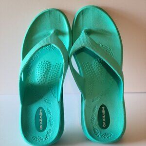 OKABASHI SPLASH SEA GLASS FLIP FLOPS WOMENS US SIZE M/L (US 8- 9) MADE IN USA